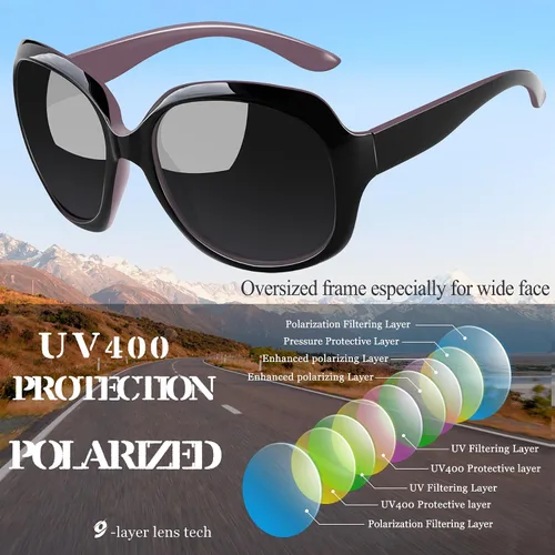 Miniatura 86 de Joopin Lentes de sol de gran tamaño para mujer, polarizados, grandes, para conducción, protección UV, grandes sombras