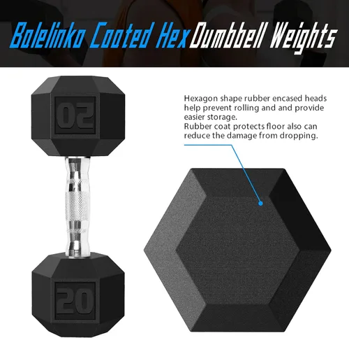 Miniatura 2 de Balelinko Rubber Grip Encased Dumbbell Cast Iron Weight with Anti-Slip Handle Dumbbell -Strength Training Equipment - Home Gym Accessories - Full