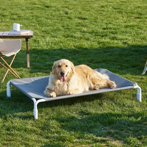 ZOMISIA Cama elevada para perro con ensamble sin herramientas - Cama de enfriamiento elevada para perros al aire libre para mascotas grandes, hamaca