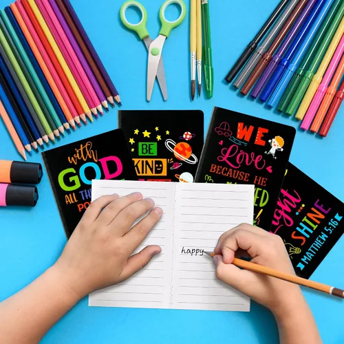 Miniatura 5 de Bloc de notas de versículo bíblico para niños, 20 cuadernos inspiradores a granel para fin de año, mini coloridos escrituras cristianas, blocs