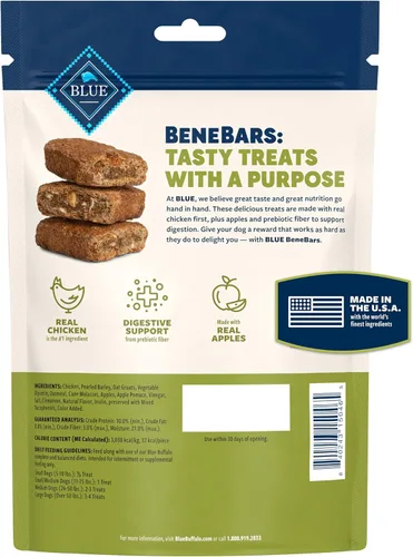 Miniatura 2 de Blue Buffalo BeneBars - Golosinas de apoyo digestivo para perros con fibra prebiótica, hechas con ingredientes naturales, pollo y manzana de EE.