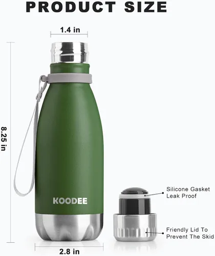 Miniatura 5 de koodee Botella de agua de acero inoxidable de 12 onzas con aislamiento al vacío para la escuela, botellas de agua deportivas de metal