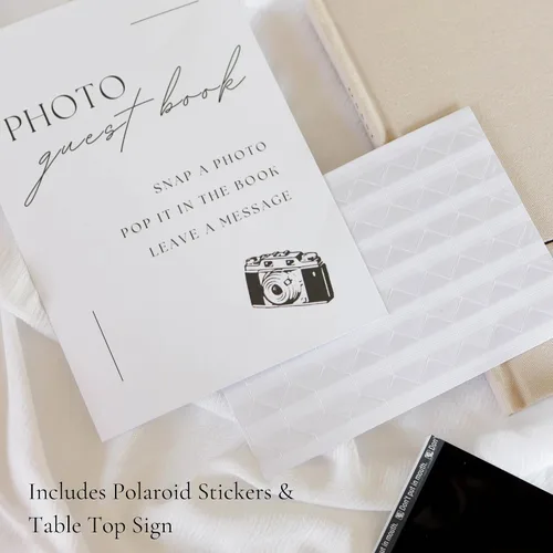 Miniatura 7 de Libro de invitados de boda personalizado 2026 año – Libro de visitas de fotos de lino para firmar en la recepción – Incluye esquinas de fotos