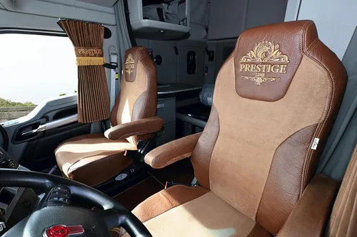 Miniatura 6 de Fundas para Asientos de Camiones para Kenworth Modelo T680, T880, W990 Marrón Brazos Largos 17" - Protección para Asientos de Camiones - Accesorios