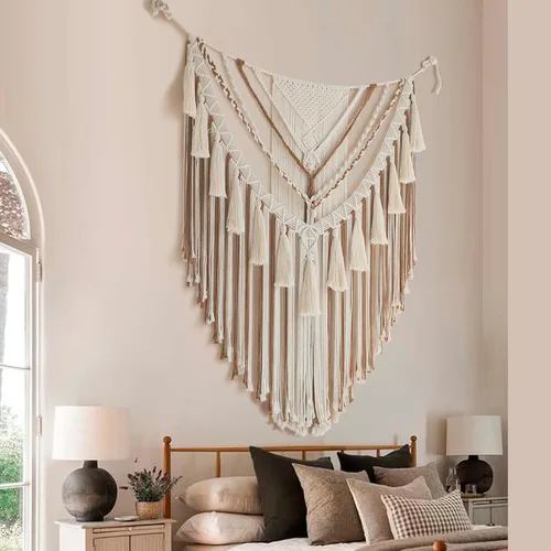 Miniatura 3 de Jakalin Decoración grande de macramé para colgar en la pared, paneles bohemios, hechos a mano, arte de pared para sala de estar, dormitorio