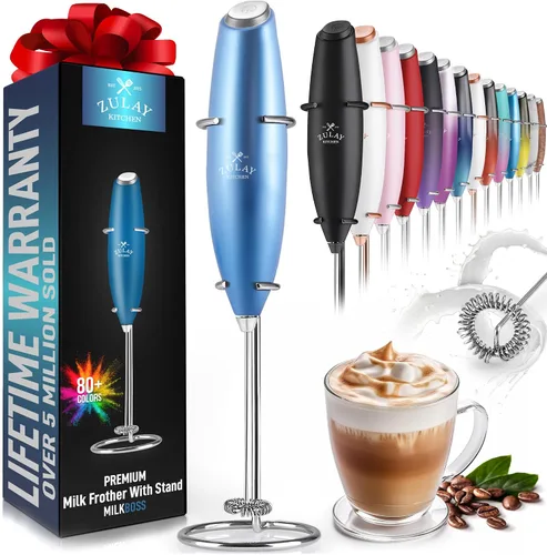 Miniatura 276 de Zulay Milk Boss Espumador de leche potente manual, hace espuma para latte, batidor para mezclar bebidas, café, miniespumador para capuchino, frappé