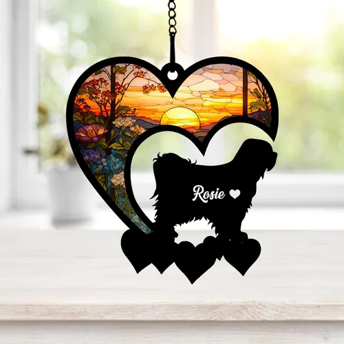 Miniatura 62 de NAZENTI Atrapasoles personalizado de sabueso afgano, adorno conmemorativo personalizado para la pérdida de mascotas, regalo de condolencia