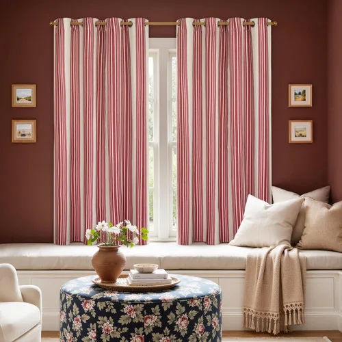 Miniatura 50 de DriftAway Chris Linen - Cortinas opacas con capa térmica y reductora de sonido, 63 pulgadas de largo para dormitorio, cortinas estampadas a rayas