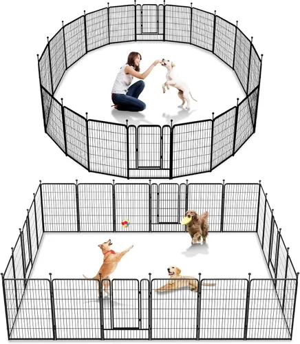 Miniatura 16 de Corralito para perros de 40 pulgadas, 32 paneles, para interiores y exteriores, para perros grandes, medianos y pequeños, valla de metal resistente