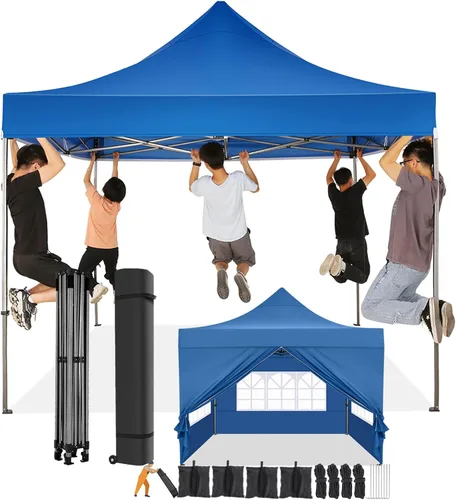 COBIZI Carpa Toldo Emergente de 10x10 pies, Toldo de 10x10 con 4 Paredes Laterales Impermeable de Servicio Pesado Carpa Comercial para Fiestas