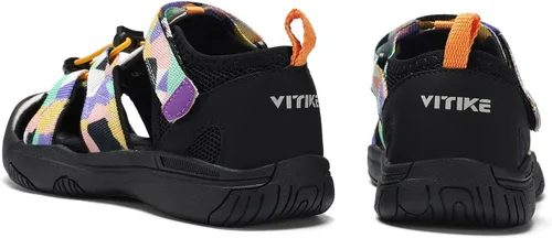 Miniatura 13 de JMFCHI Sandalias deportivas de verano para niños y niñas, sandalias de punta cerrada para exteriores, zapatos atléticos para agua, sandalias