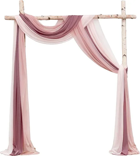 Miniatura 16 de Floroom Tela drapeada de arco de boda, 2 paneles de 19 pies, cortinas de tela de gasa blanca, decoración de ceremonia de boda, recepción Blanco