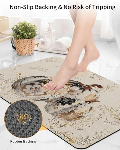 Miniatura 4 de Tapete de baño de otoño para bañera, tapete antideslizante de secado rápido y absorbente, tierra de diatomeas, cocina, ducha, fregadero, lavable