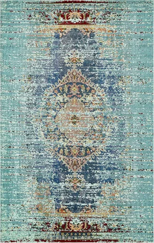 Miniatura 30 de Unique Loom Vita Collection - Alfombra saturada con degradado tradicional sobre teñido, 2 pies 2 pulgadas x 3 pies, turquesa/azul marino