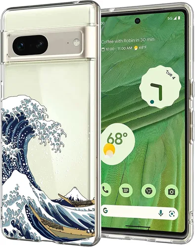 Miniatura 13 de Unov - Funda compatible con Pixel 7, diseño transparente de TPU suave, absorción de impactos, delgada, patrón labrado, cubierta protectora trasera