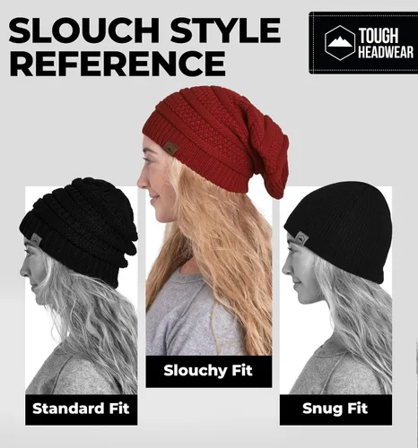 Miniatura 54 de Slouchy Cable tejido Gorro de lana por Tough Headwear – Gorro de lana de gran tamaño Sombreros Gorros Graves Sombreros Para Hombres y Mujeres