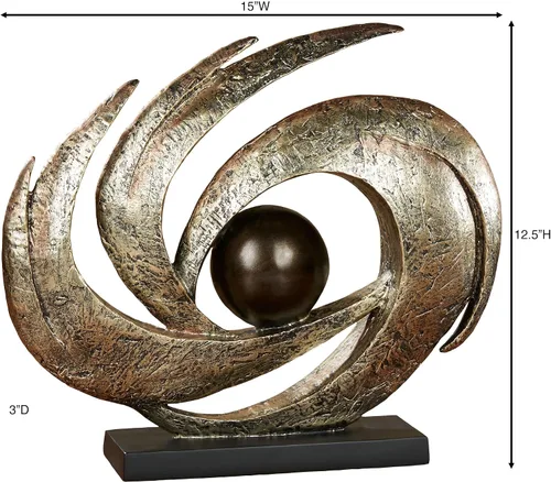 Miniatura 3 de Touch of Class Movimiento Terrestre Contemporáneo – Oro Envejecido – Escultura de Mesa Arte Decorativo – Estética Abstracta Moderna, Diseño