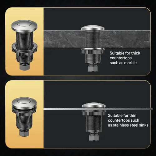 Miniatura 7 de Kit de interruptor de aire para eliminación de basura Anwoll - Botón inalámbrico profesional para fregadero, listado UL, en acero inoxidable/negro