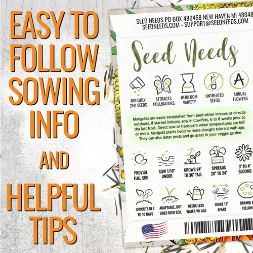 Miniatura 3 de Seed Needs Crackerjack - Semillas de caléndula para plantar, reliquia y flores anuales polinizadas abiertas, planta un jardín de mariposas