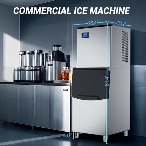 Miniatura 5 de Fabricadora de Hielo Comercial Máquina de Hielo de Gran Capacidad de Acero Inoxidable 500 Libras/24H Máquina de Hielo Industrial, Almacenamiento
