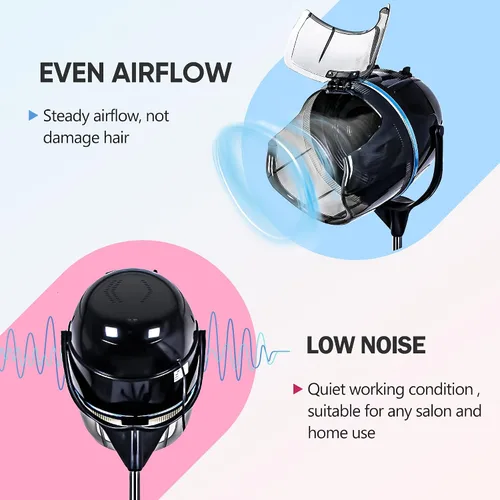 Miniatura 3 de ZENY Secador de Cabello de Pie de 1300W Ajustable de Piso con Capó con Capucha con Ruedas Rodantes Equipo Profesional de Salón para Belleza y Secado