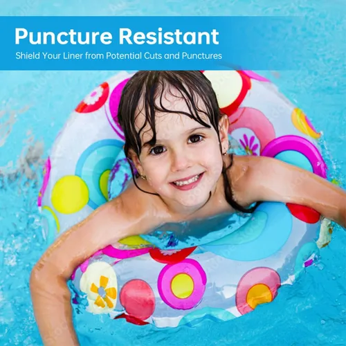 Miniatura 4 de Almohadilla redonda de revestimiento de piscina de 15 pies, almohadillas precortadas para piscina sobre el suelo, prolonga la vida útil