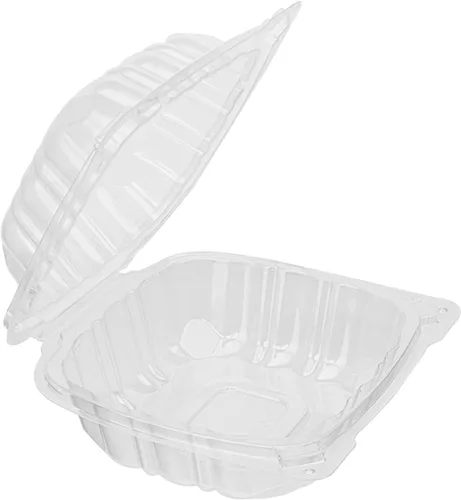 Miniatura 9 de Contenedores de Comida para Llevar Karat Clamshell [6"x6" - 300 unidades] Duraderos, Aptos para Microondas, Apilables, Resistentes a Roturas, Cajas