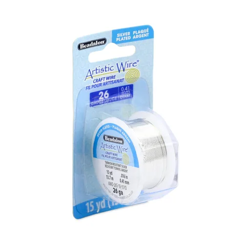 Miniatura 49 de Artistic Wire Alambre de Cobre Coloreado Plateado en Plata Resistente al Deslustre para Manualidades y Envolver Joyería, Resistente al Deslustre