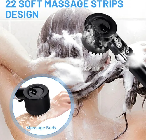 Miniatura 4 de Cabezal de ducha filtrado con mano, flujo de agua de alta presión y 4 modos de pulverización, lavado a presión para agua dura, juego de cabezal