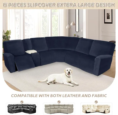 Miniatura 499 de Arfntevss Fundas de sofá seccional reclinable de terciopelo, Funda de sofá seccional de esquina para sofá reclinable, Funda elástica suave