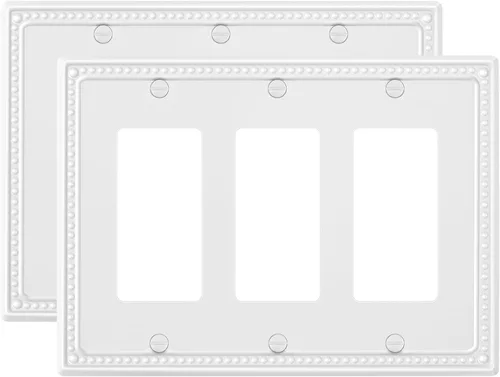 Miniatura 59 de Paquete de 4 placas de cubierta para interruptor de luz de palanca individual, cubiertas decorativas de perlas, placa de pared de metal almendra