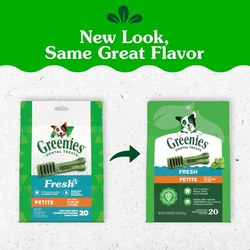 Miniatura 2 de Greenies - Golosinas naturales de cuidado dental para perros pequeños, sabor fresco, paquete de 12 onzas (20 unidades)