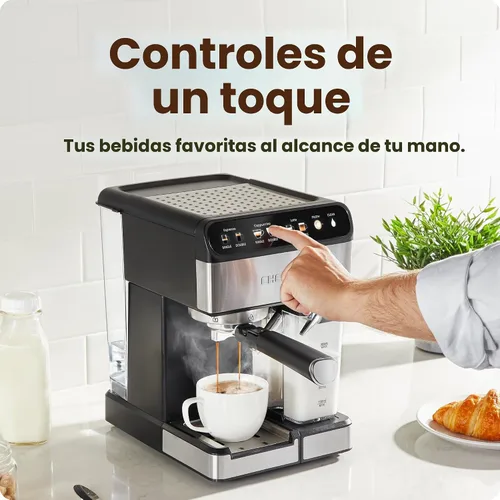 Miniatura 4 de Chefman CaféMaster Pro - Máquina de café expreso, prepara shots individuales o dobles, cafetera con espumador de leche integrado para capuchino