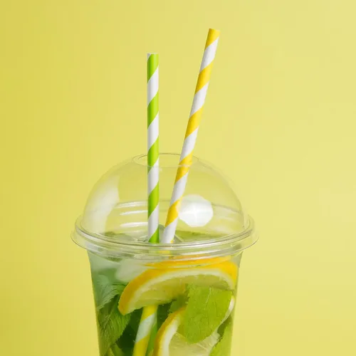 Miniatura 3 de PakTalk Paquete de 100 pajitas de papel biodegradables, pajitas verdes a rayas a granel para cócteles, batidos, fiestas (0.24 x 7.75 pulgadas, verde)