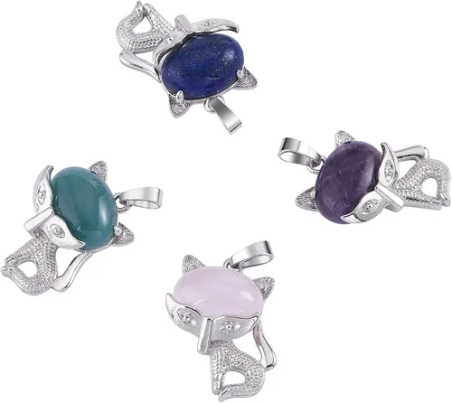 Miniatura 8 de Dije de corazón de piedras preciosas naturales curativas con piedras preciosas de cristal curativo con latón en tono platino, hallazgos para hacer