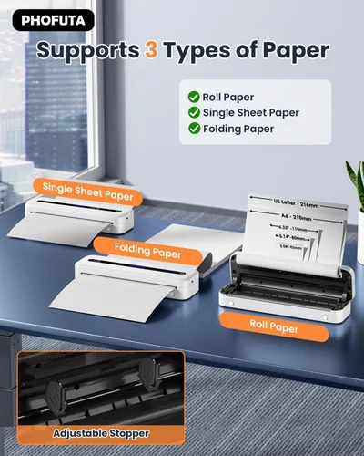 Miniatura 6 de Impresora portátil, impresoras inalámbricas para uso doméstico, oficina, escuela, impresora Bluetooth sin tinta compatible con letras