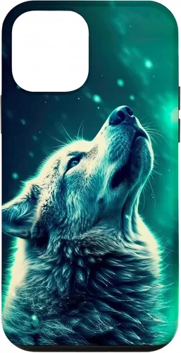 Miniatura 16 de Howling Wolf in Night Green Northern Lights Wolves Dog Lover Case for iPhone 16