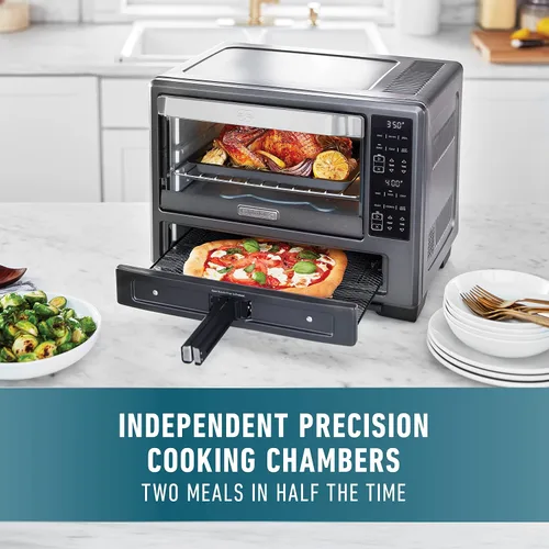 Miniatura 3 de Calphalon Performance - Combinación de horno tostador y freidora de aire 12 en 1 con cajón para pizza de 12" de doble zona, controles digitales