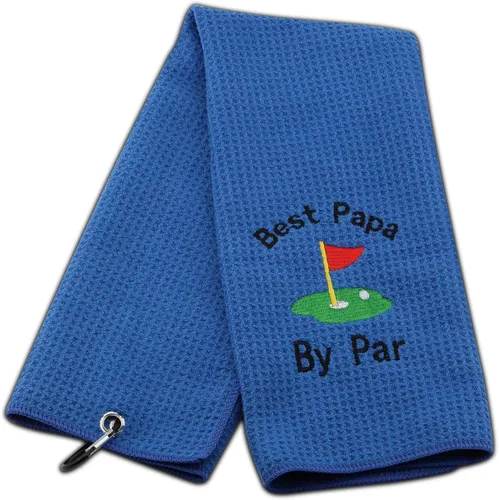 Miniatura 12 de JXGZSO Toalla de golf bordada para papá, toalla de golf bordada con clip (Best Dad by par)