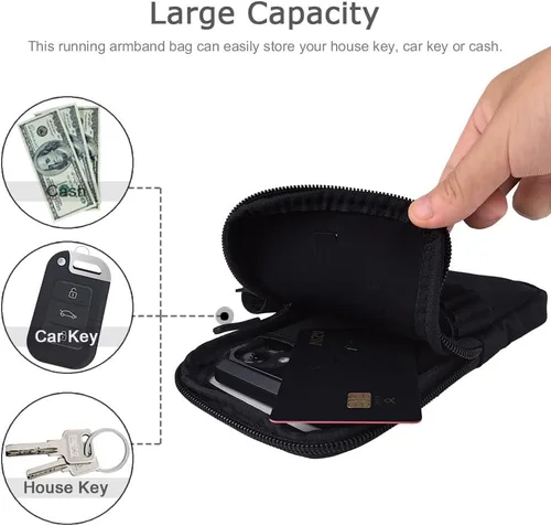 Miniatura 3 de Brazalete de running para iPhone 17 16 15 14 13 Pro Max/Plus, Samsung Galaxy S26 S25 S24 Ultra/Plus, bolsa de brazo con hebilla G (negro, S)