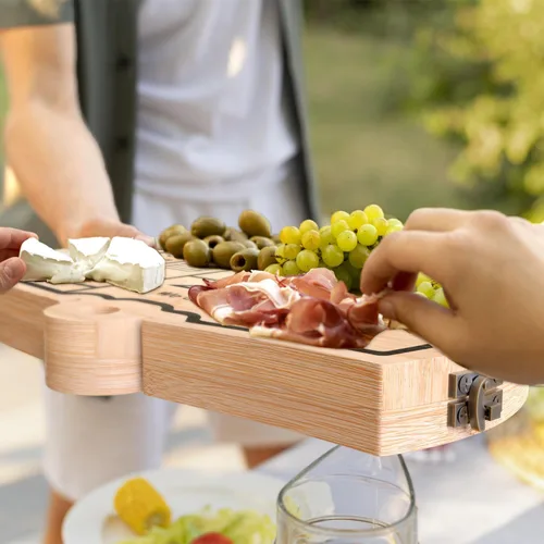 Miniatura 5 de Juego de tablas plegables de bambú para charcutería, juego de regalo único de tabla de cortar queso para mamá, papá, pareja o inauguración de la casa