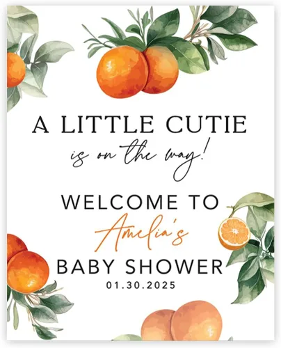 Andaz Little Cutie - Decoración de baby shower, 16 x 20 pulgadas, letrero de bienvenida personalizado, letrero de caballete personalizado para libro