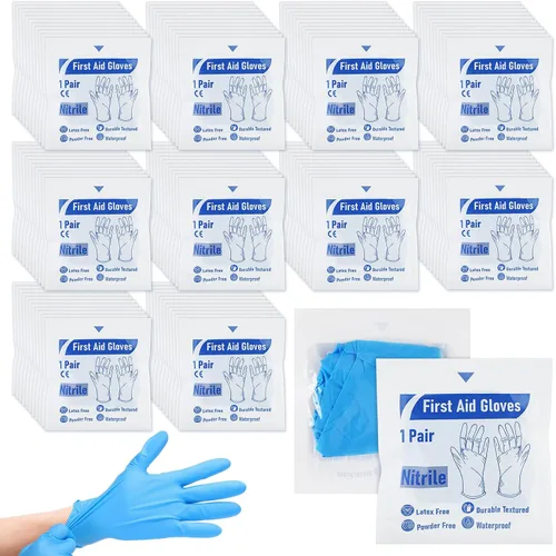 Miniatura 10 de Chicingyou 30 pares de guantes de emergencia desechables empaquetados individualmente, guantes de viaje para trauma, guantes esenciales de nitrilo