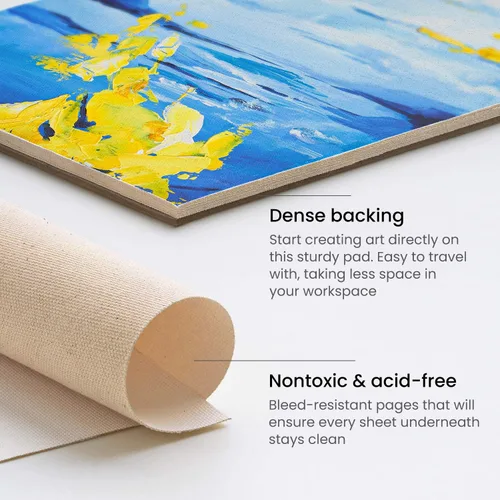 Miniatura 4 de ARTEZA Bloc de lona de 9 x 12 pulgadas, paquete de 1 – 10 hojas de papel de lienzo preimprimado para pintura acrílica, óleo y mixta
