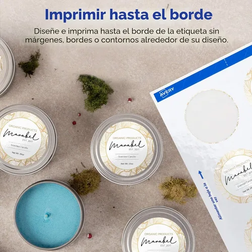 Miniatura 4 de Avery Etiquetas redondas imprimibles con Sure Feed, 2.5" de diámetro, blanco brillante, 90 etiquetas personalizables (22830)