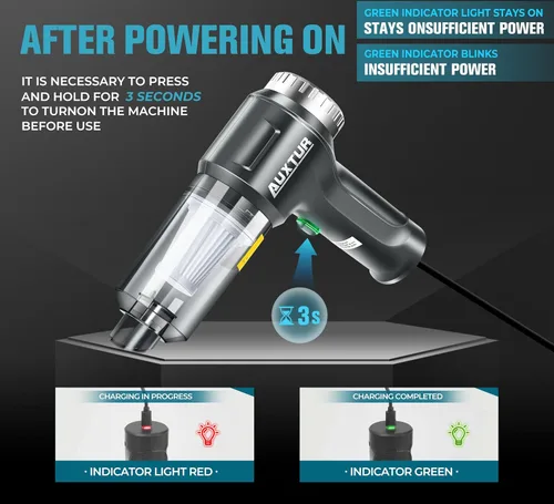 Miniatura 7 de Aspiradora de Mano Inalámbrica-3 en 1 Aspiradora de Coche de Alta Potencia-Motor Sin Escobillas 12000PA, Aspiradoras de Súper Poder