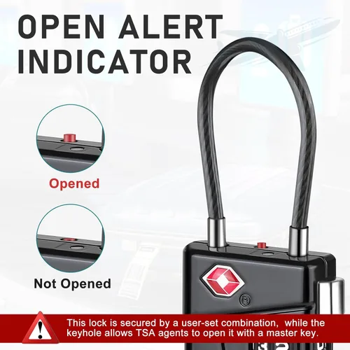 Miniatura 2 de Diyife Cerraduras TSA para equipaje, [2 unidades] Cerraduras de equipaje aprobadas por la TSA con TSA-008, indicador de alerta abierta, cerradura