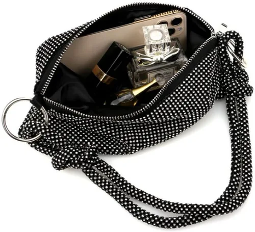 Miniatura 2 de Mini bolso de noche con diamantes de imitación brillantes, bolso de mano elegante para mujer