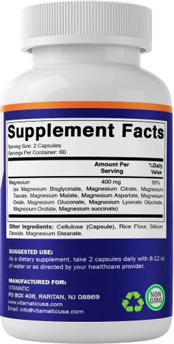 Miniatura 8 de Vitamatic Complejo de magnesio, 400 mg de MG elemental