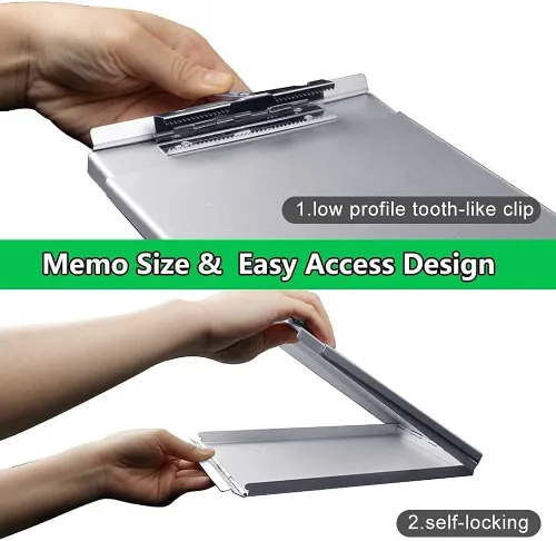 Miniatura 4 de Sunnyclip Portapapeles de aluminio con almacenamiento (tamaño momo), carpeta de metal reciclado que se adapta a papel de hasta 5.66 x 9.5 pulgadas